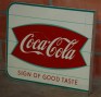 E 39. Coca-Cola sign of good taste - metalen plaat voor dwarse plaatsing - 2 zijdig USA -  AM 59 - 46 x 38cm -  verso (Small)